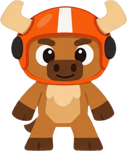 Xoco the moose wearing a racing helmet
